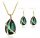  Teardrop Necklace Earrings Set Teardrop Bottle Green Valentine's Day Wedding