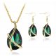  Teardrop Necklace Earrings Set Teardrop Bottle Green Valentine's Day Wedding