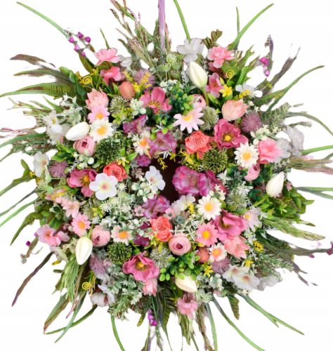 Wreaths Rural spring door wreath with grasses, daisies and anemones