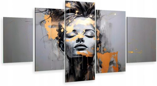 Pictures on the wall MODERN TRIPTIQUE PAINTINGS 5 pieces for the living room wall FACE OF A GLAMOUR WOMAN