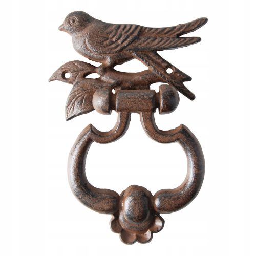  Cast iron door knocker with bird and bell