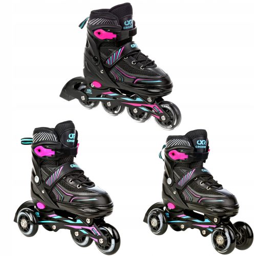  Patins à roulettes réglables 3 en 1 Croxer Optima menthe/rose 31-34 caoutchouc Abec7