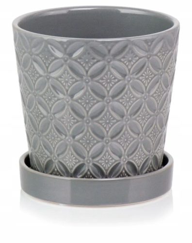  Polnix flowerpot 15 cm x 15 x 15 cm diameter 15 cm ceramic dark grey, grey and silver tones