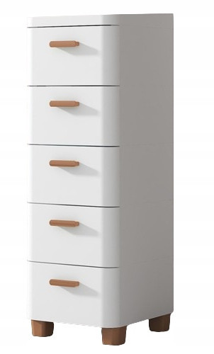 White bathroom cabinet with drawers, 5 drawers, high, narrow, 30 cm, RG17