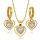  Gold Set 925 Hanging Diamond Hearts Engraving