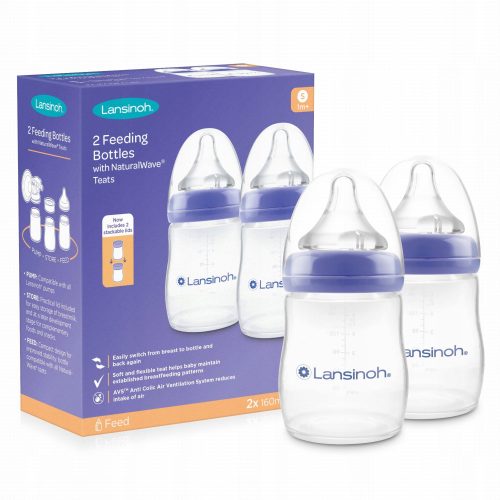  Coffret LANSINOH composé de 2 x biberons 160 ml + tétine