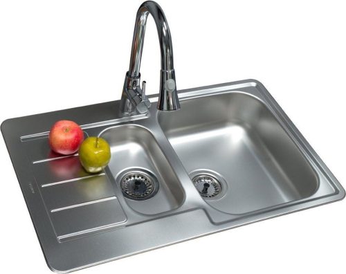 Alveus Line Start sink with one and a half bowls, stainless steel