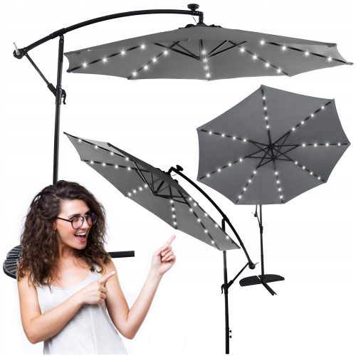 Parasol for terrace and garden - Carruzzo umbrella with boom, grey 300 x 245 cm