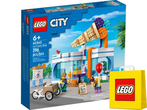  LEGO City 60363 Ice Cream Parlor + VP LEGO Paper Bag, Medium, 41 cm x 34 cm x 11 cm, GIFT BAG