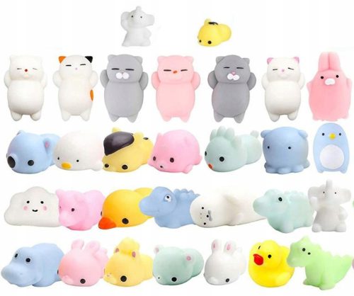  30pcs Kawaii Mochi Mini Animal Relief Squishies