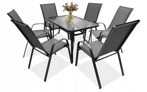 A set of garden and patio furniture Garden furniture set contrast metal Majarka grey 7-pcs.