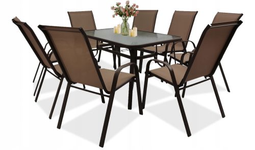 A set of garden and patio furniture Garden furniture set contrast metal Majarka brown 9-pcs.