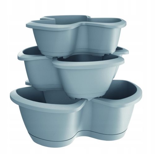  Prosperplast flowerpot, 47 cm x 47 x 40.5 cm, diameter 47 cm, plastic in grey and silver tones