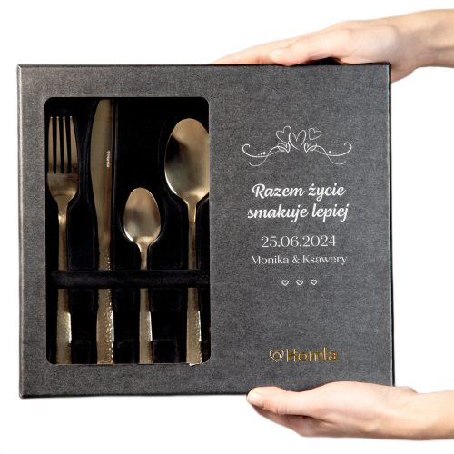 Cool, funny gadgets PERSONALIZED CUTLERY SET 24 PIECE GOLD OWN PRINT FOR A GIFT HOMLA