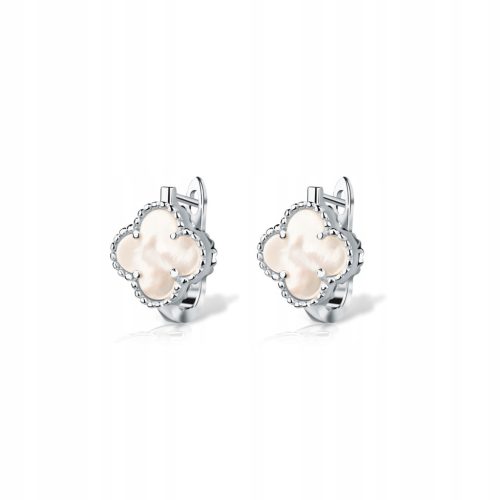  Silver earrings Clover white