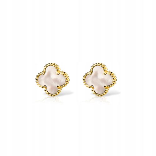  Clover gold plated earrings white mini