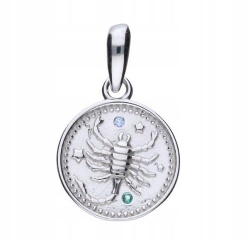  PENDANT ZODIAC SCORPIO ZIRCONS SILVER PERSONALIZED ENGRAVING