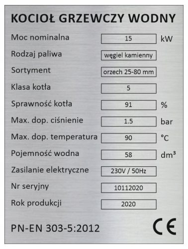  Wood stove, eco-pea coal, hard coal 15 kW