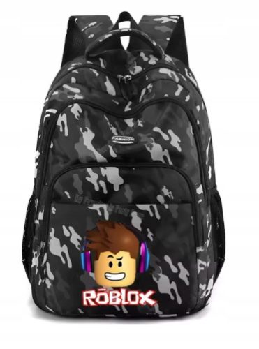 Roblox-Inspired Youth Backpack in Black and Grey Shades