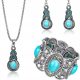  Set Silver Earrings Necklace Bracelet Boho Turquoise