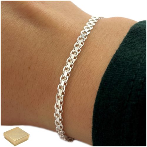  BEAUTIFUL SILVER WOMEN'S BRACELET BISMARK 18cm/3mm GIFT FOR HER+FREE BONUSES