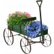  Green wooden plant trolley, garden decoration