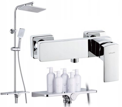 Valvex Enzo chrome shower mixer + Squa range chrome rain shower