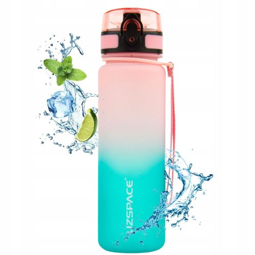  TRITAN WATER BOTTLE MOTIVATIONAL 500ml BOTTLE with hours pink-turquoise