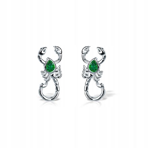  Silver scorpion earrings with green zircon