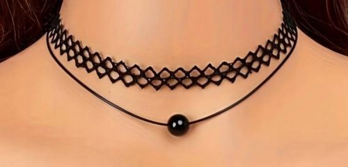  CHOKER black chain neck pattern Vintage Lace Necklace Jewelry