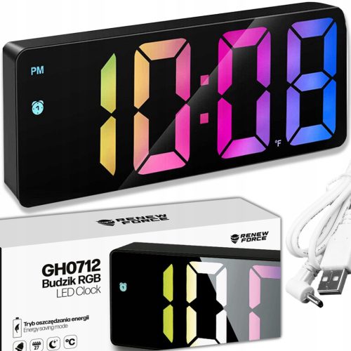  Clock Thermometer ALARM Electronic LED RGB Alarm