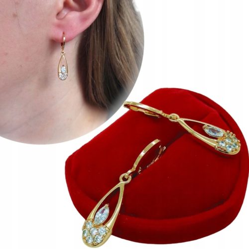  Gold earrings diamond teardrop in surgical steel zircons gift