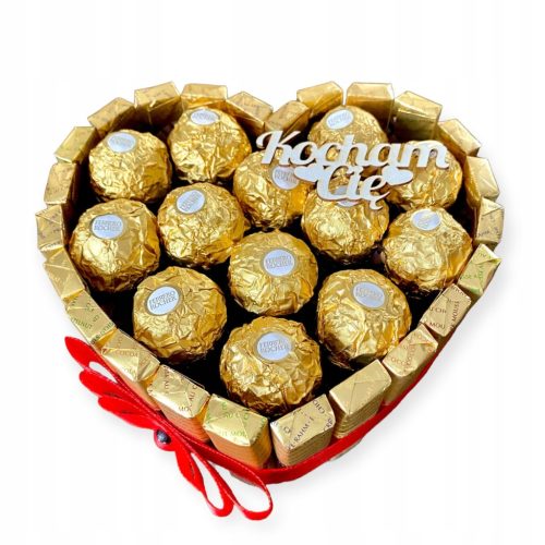  Heart Cake Mini with Merci and Ferrero Rocher Valentine's Day Gift + Inscription