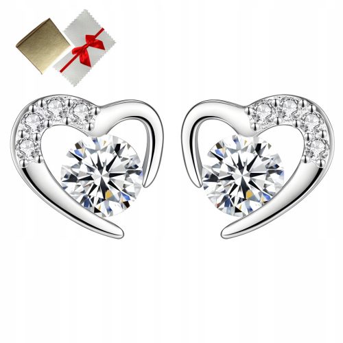  Silver earrings heart hearts beautiful free cloth box