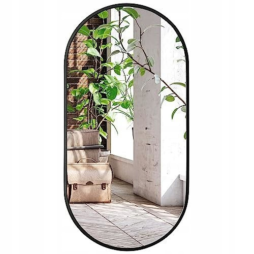  OVAL WALL MIRROR, LOFT FRAME, BLACK, 100x50 cm