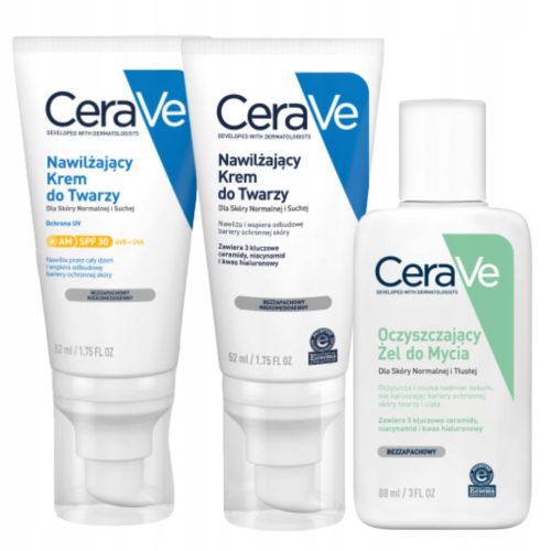 CeraVe Skincare Bundle for Normal to Dry Skin with Hyaluronic Acid and SPF 30