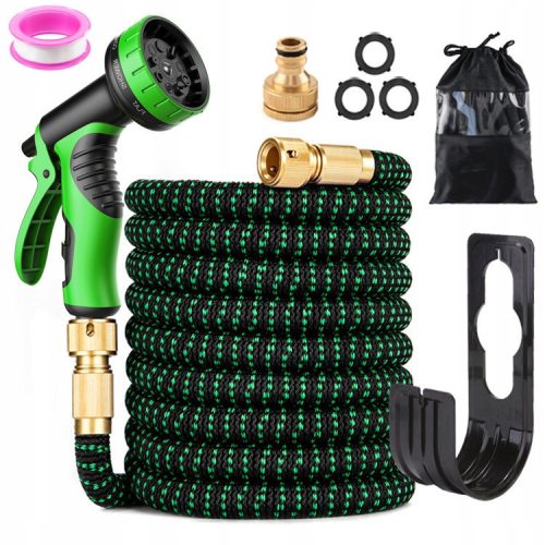  FLEXIBLE GARDEN HOSE 7.5 m + CONNECTORS + Premium GUN