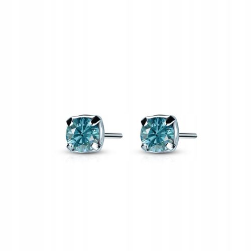  Silver stud earrings with turquoise zirconia