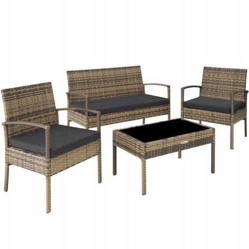 Tables et chaises de jardin pour la terrasse Table et chaises TecTake en technorattan, modernes, beige et marron