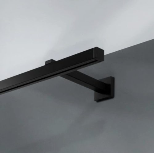  Square curtain rod, modern, matt black, profile 160 cm, rail with safety pins