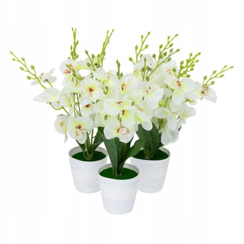  Artificial Orchid in Vergonic Pot, 40 cm, white