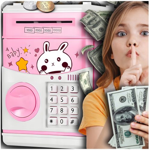  Electronic Piggy Bank, Rabbit-shaped, ATM-safe, Pink, Gift for a Girl