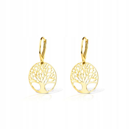  Gold plated earrings hanging tree of happiness