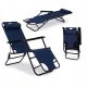 Sun loungers and garden and terrace K&M deck chair, navy blue metal