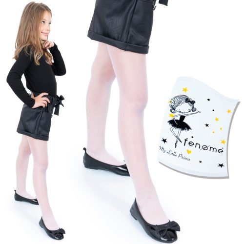  WHITE Girls' 20den LYCRA T-BAND pantyhose for children Fenome