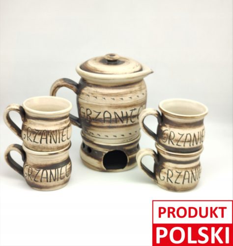 Mugs and sets for mulled wine Mulled wine set for 4 people, stoneware, handicraft