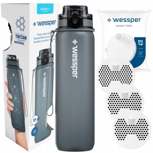  Wessper Activemax Triline filter bottle 1 l silver/grey