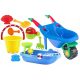 10-piece LARGE SANDBOX SET, WHEELBARROW + BOAT AND ACCESSORIES