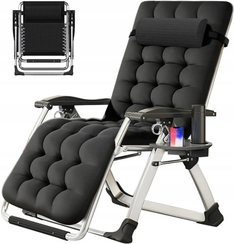 Sun loungers and garden and terrace ZERO GRAVITY deck chair, black metal