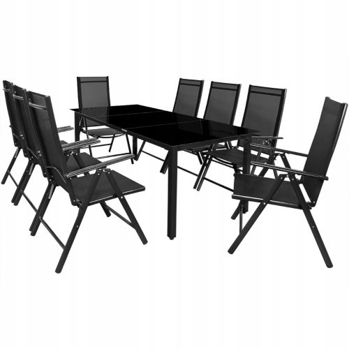 A set of garden and patio furniture Casaria metal garden furniture set Bern, black, 9 pieces.